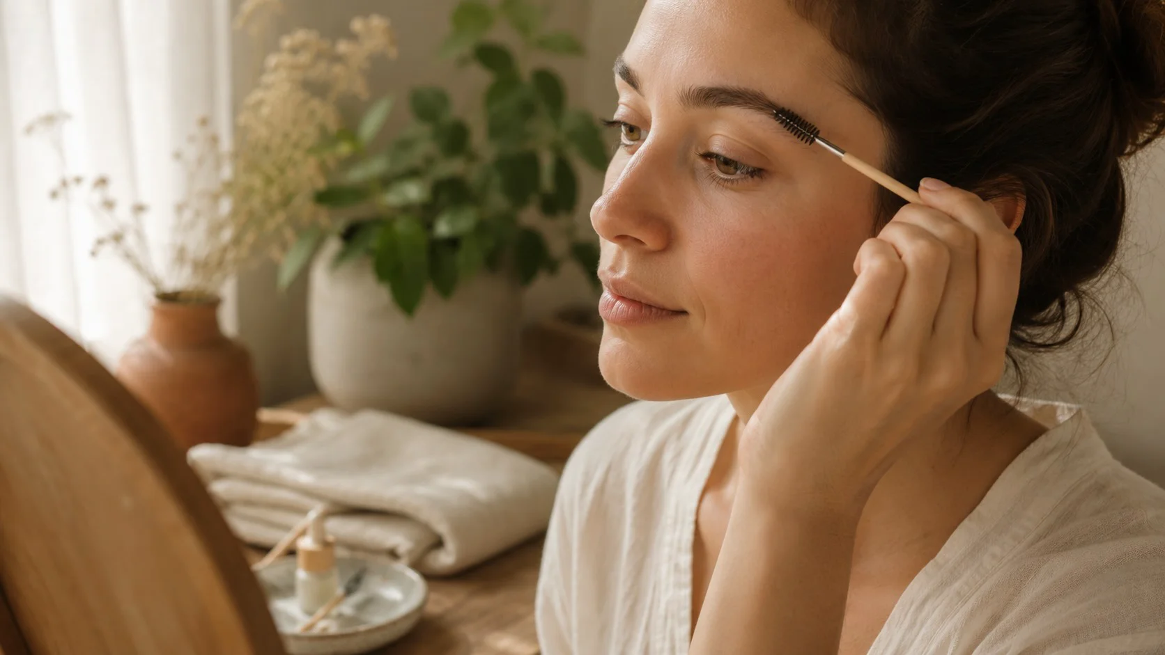 شانه کردن ملایم ابرو برای مراقبت بعد از لیفت ابرو